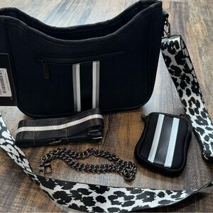 HAUTE SHORE Black and Gray Crossbody Bag